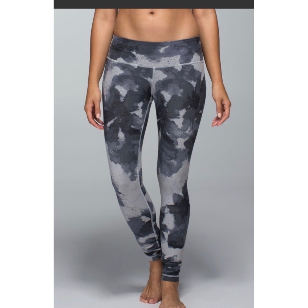 Lululemon Wunder Under Pant Floral Platoon Silver Spoon Low Rise Grey Size 4